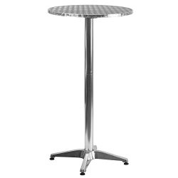 Flash Furniture 23.25” Round Aluminum Indoor-Outdoor Folding Bar Height Table with Base