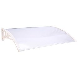 Door Canopy Awning Rain Shelter Front Back Porch Shade Patio Roof Cover (12080cm, White)