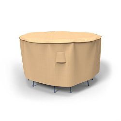 Budge Chelsea Patio Bar Table and Chairs Cover, Tan (60″ Diameter x 42″ Drop)