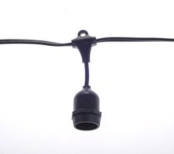 48Foot Outdoor Weatherproof String Lights with 24 Hanging Sockets, Commercial Grade Heavy Duty L ...