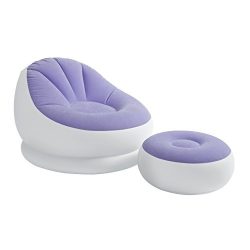 Intex Inflatable Cafe Chaise Lounge Chair and Ottoman, Lilac Purple