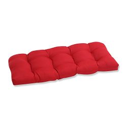 Pillow Perfect Indoor/Outdoor Red Solid Wicker Loveseat Cushion