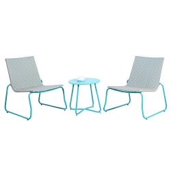 Grand patio Belfort 3-Piece All Weather Rattan Wicker Bistro Set – Blue