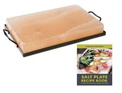 Charcoal Companion CC7167 Himalayan Salt Plate & Holder Set with Salt Plate Recipe Book, 8 x ...