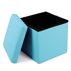 Geartist GOO1 Leather Folding Organizer Storage Ottoman Bench Footrest Stool Coffee Table Cube,  ...