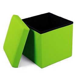 Geartist GOO1 Leather Folding Organizer Storage Ottoman Bench Footrest Stool Coffee Table Cube,  ...