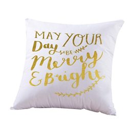 Pillow Case,Jushye New Merry Christmas Pillow Cases Sofa Letter Cushion Cover Home Decoration (E)