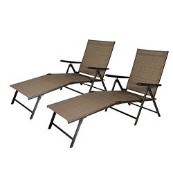 Cloud Mountain Pack of 2 Outdoor Recliner Lounge Chair Outdoor Adjustable Pool Chaise Patio Sun  ...