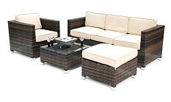 Creative Living 10095425 Monte Carlo 4-PC Outdoor Patio Wicker Conversation Set, Deep Seating Gr ...