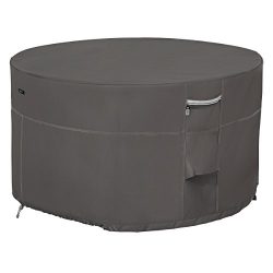 Classic Accessories Ravenna 42″ Round Fire Pit Table Cover – Premium Outdoor Cover w ...