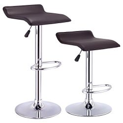 Costway Swivel Bar Stools Modern PU Leather Backless Adjustable Height Dining Chairs w/ Chrome B ...