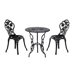 Outsunny 3 Piece Antique Style Outdoor Patio Bistro Dining Set – Bronze