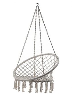 Outdoor Cotton Rope Patio Garden Hammock Chair Swing Max Weight: 260 Pounds Good for Lounging an ...