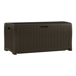 Suncast DBW7300 Mocha Wicker Resin Deck Box, 73-Gallon