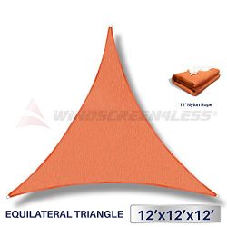 12′ x 12′ x 12′ Sun Shade Sail UV Block Fabric Canopy in Orange Triangle for P ...
