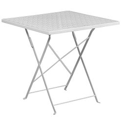 Flash Furniture 28” Square White Indoor-Outdoor Steel Folding Patio Table