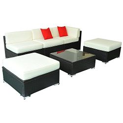 Deluxe Outdoor Rattan Garden Wicker 6-Piece Sofa Set Patio Sectional Furniture