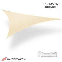 Shade Screen 10′ x 10′ x 10′ Sun Shade Sail for Patio Backyard Deck UV Block F ...