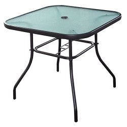 Giantex 32 1/2″ Patio Square Bar Dining Table Glass Deck Outdoor Furniture Garden Pool