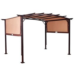 Tangkula 12′ x 9′ Pergola Gazebo Outdoor Patio Garden Steel Frame Sun Shelter with R ...