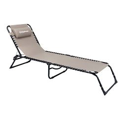 Kingcamp 3 Reclining Positions Patio Lounge Chair – Portable Folding Chaise Bed for Outdoo ...