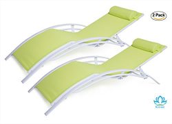 Kozyard KozyLounge Elegant Patio Reclining Adjustable Chaise Lounge Aluminum and Textilene Sunba ...