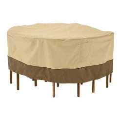 Classic Accessories Veranda Round Patio Table & Chair Set Cover – Durable and Water Re ...