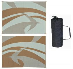 Reversible Mats 159127 Brown/Beige 9’x12′ Swirl Patter Mat