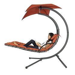 Best Choice Products Hanging Chaise Lounger Chair Arc Stand Air Porch Swing Hammock Chair Canopy ...
