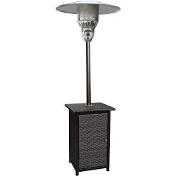 Hanover 41000 BTU Square Wicker Propane Patio Heater, 7′, Brown/Hammered Bronze