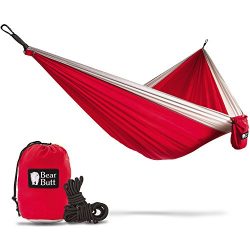 Bear Butt Double Parachute Camping Hammock, Red / Gray