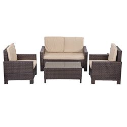 Outdoor Patio Sofa Set Sectional Furniture PE Wicker Rattan Deck Couch