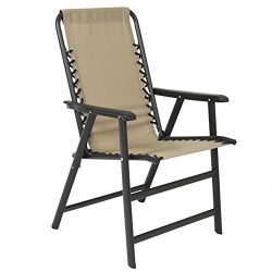 Best Choice Products Patio Lounge Suspension Folding Chair Outdoor Sport Beige