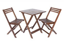 3-Piece Outdoor Acacia Wood Folding Bistro Set by Trademark Innovations