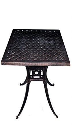 ATC Design Antique Bronze Solid Cast Aluminum Square Bar H Table, 36″ L x 36″ W x 40 ...