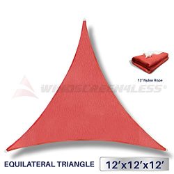 12′ x 12′ x 12′ Sun Shade Sail UV Block Fabric Canopy in Red Triangle for Pati ...