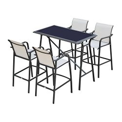 Outsunny 5 Piece Outdoor Patio Bar Height Dining Set