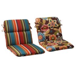 Pillow Perfect Indoor/Outdoor Annie Westport Reversible Rounded Chair Cushion, Chocolate
