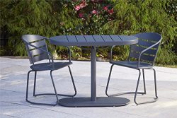 Cosco Outdoor 3 Piece Metro Retro Nesting Bistro Steel Patio Furniture Set, Assembled, Gray