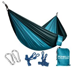 Foxelli Double Camping Hammock – Lightweight Portable Parachute Nylon – Best for Outdoors  ...