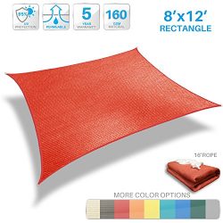 Patio Paradise 8’x12′ Red Sun Shade Sail Rectangle Canopy – Permeable UV Block ...