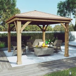 Gazebo with Aluminum Roof by Yardistry Cedar Wood 12′ x 12′, Perfect Addition for Pa ...