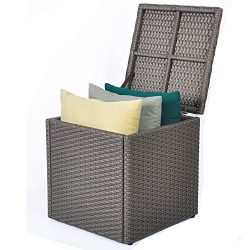 Outdoor Patio Resin Wicker Deck Box Storage Container Bench Seat, 21 Gallon, Anti Rust, All Weat ...