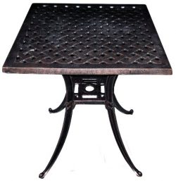 ATC Design Antique Bronze Solid Cast Aluminum Square Table, 24″ L x 24″ W x 28″ H
