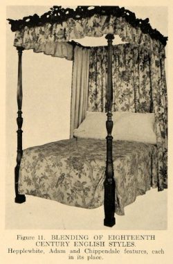 1918 Print 18th Century English Canopy Bed Draperies – Original Halftone Print