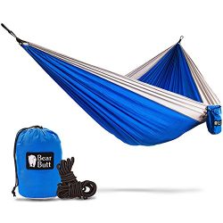 Bear Butt Double Parachute Camping Hammock, Blue / Gray