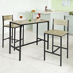 Haotian Sling High Bistro Set ,Home Kitchen Outdoor Garden Bar Set,Patio Furniture, Dining Set ( ...