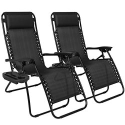 Best Choice Products Zero Gravity Chairs Case Of (2) Black Lounge Patio Chairs Outdoor Yard Beac ...