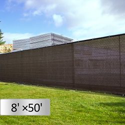 LAZYMOON Dark Black 8’x 50′ Fabric Fence Windscreen Privacy Screen Shade Cover for P ...