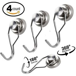 4 Pack Heavy Duty Magnetic Hooks 30lb Powerful Neodymium Refrigerator Magnet Hooks by Mecooa  ...